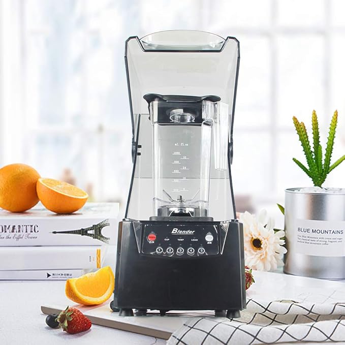 CNCEST Professional Commercial Smoothie Blender with Shield Quiet Sound Enclosure2600W Industries Quiet Professional-Grade Power5 Time AdjustmentSelf-Cleaning (1.8L Black)