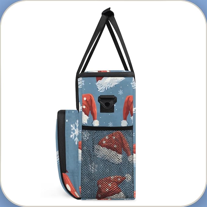 Christmas Hat Coffee Maker Carrying Bag Glitter Hat Travel Storage Bag Compatible with K-Mini or K-Mini Plus Single Serve Coffee Brewer Carrying Case with Multiple Pockets &amp Shoulder Strap