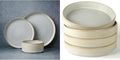 Famiware Star Dinnerware Set with Plates and Bowls Service for 4 (16-Piece) Stoneware Kitchen Dishes Dinner Sets - Cappuccino White