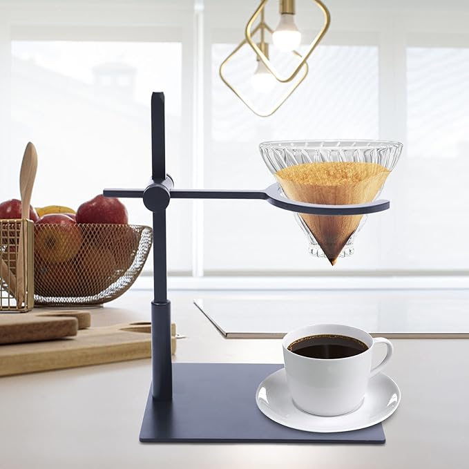 Pour Over Coffee Maker Stand Detachable Universal Coffee Stand Portable Espresso Machine Metal Dripper Stand Suitable for Coffee Grinder Stand Easy to Carry Office Home Camping Black