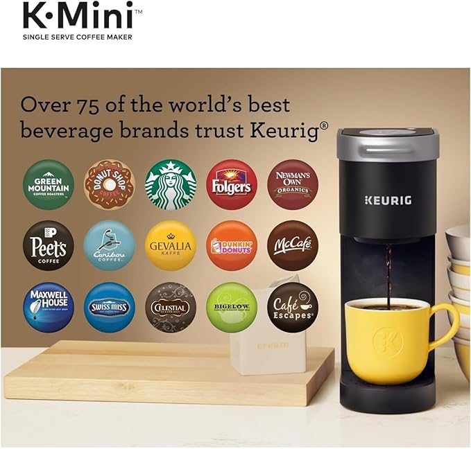 Keurig K-Mini Plus Single Serve K-Cup Pod Coffee Maker with 6 to 12oz Brew Size Stores up to 9 Pods
