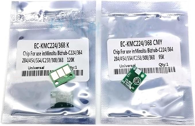 20PC TN512 TN324 TN326 TN513 TN321 TN514 TN515 TN516 Cartidge Chip for Minolta C224 C284 C364 C454 C308 TN-512 TN-324 Toner Chip(5SET CMYK)
