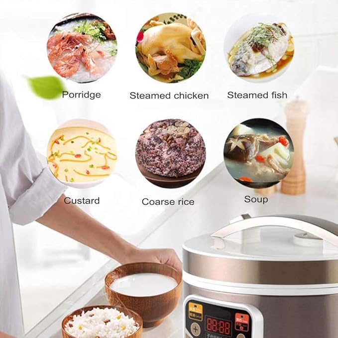 Digital Rice Cooker Food Steamer Multi Programmable 5L Low Removal Sugar Grain Maker24 Hours Preset &amp Instant Keep Warm &amp Multi-Cooker