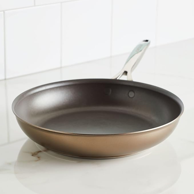 Anolon Ascend Hard Anodized Nonstick Frying Pan/Skillet - Good for All Stovetops (Gas Glass Top Electric &amp Induction) Dishwasher &amp Oven Safe with Stainless Steel Handle 12 Inch - Bronze