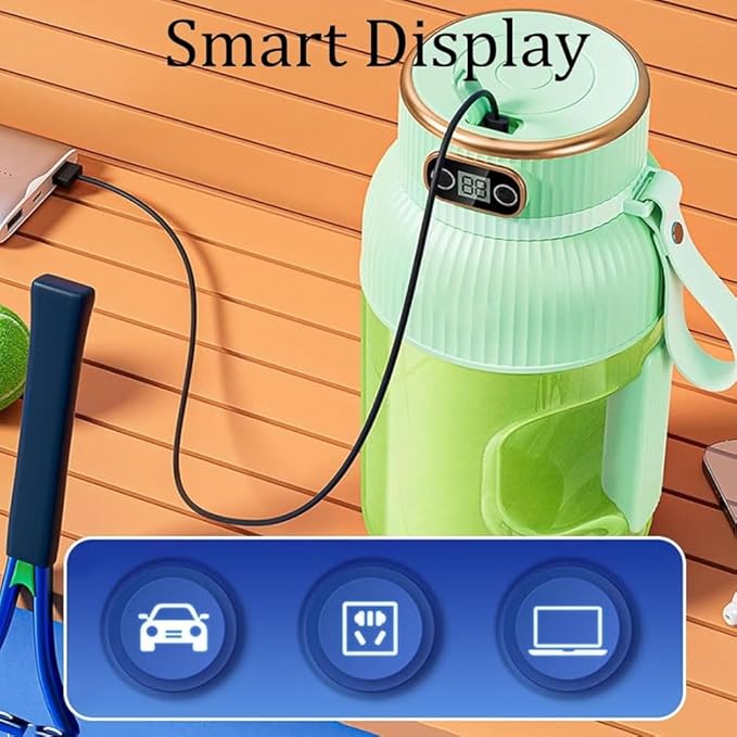 Multifunctional Portable Juicercup with Digital Display Large Capacity Portable Blender USB Rechargeable Double Lids are Replaceable Juice Cup Blender(White)