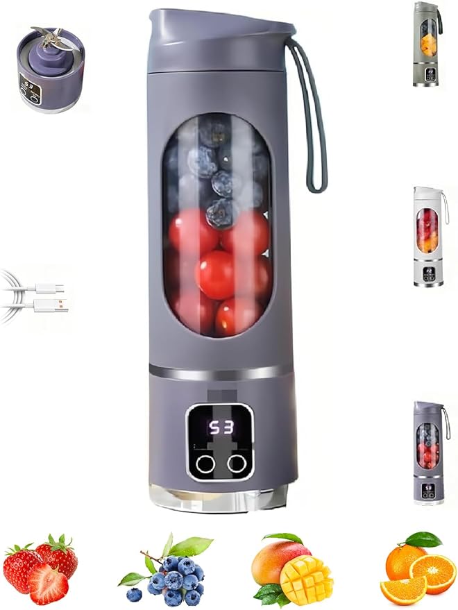 Digital Multimode Juicer Blender15 Oz Capacity With 12 Stainless Steel Blades3 Speed AdjustableLeak Proof Design For Home Travel Office Portable Clean Electric Juice Cup (Purple)