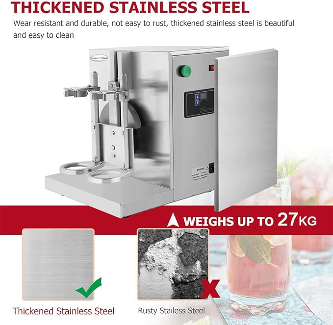 Commercial MachineElectric Milkshake Machine Double-Head Milk Shaker Machine 360° Commercial Blenders Stainless Steel Drink Mixer