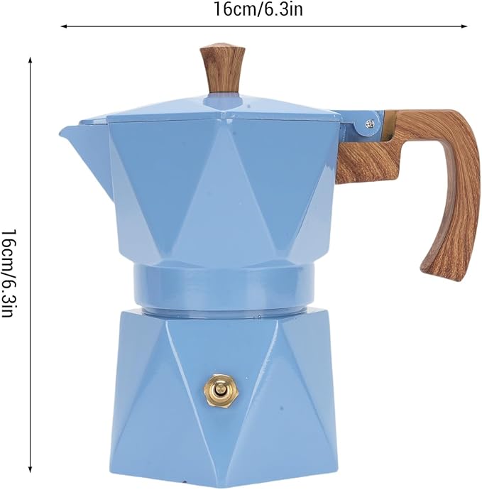 Yosoo Food Safe Anodized Aluminum Italian Coffee Maker with Dual Valve Design 2 Cup Stovetop Coffee Maker Pot for Cuban Cafe Brewing Home Camping (Blue)