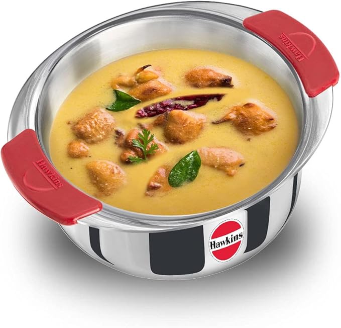 Hawkins 2 Litre Metro Patila Triply Stainless Steel Tope Induction Bhagona Tapeli Silver (SSP20)