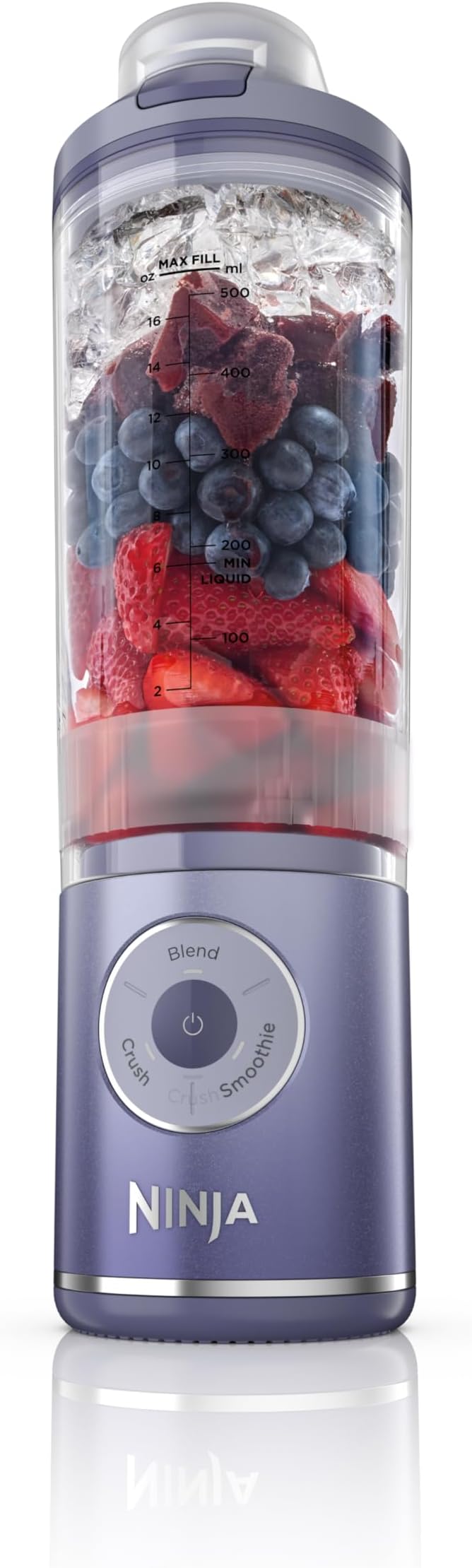 Ninja Blast Max Portable Blender + Twist &amp Go Personal Smoothie Blend Ice Crush 3 Programs Cordless 22 oz removable Vessel Dishwasher Safe Leakproof Lavender BC251LD