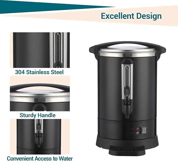 GarveeHome 120 Cups Coffee Urn18 L/4.8 gal Double Wall Commerical Coffee Maker for Buffet Catering Wedding GatheringLarge Capacity Hot Coffee DispenserStainless Steel Hot Water Urn
