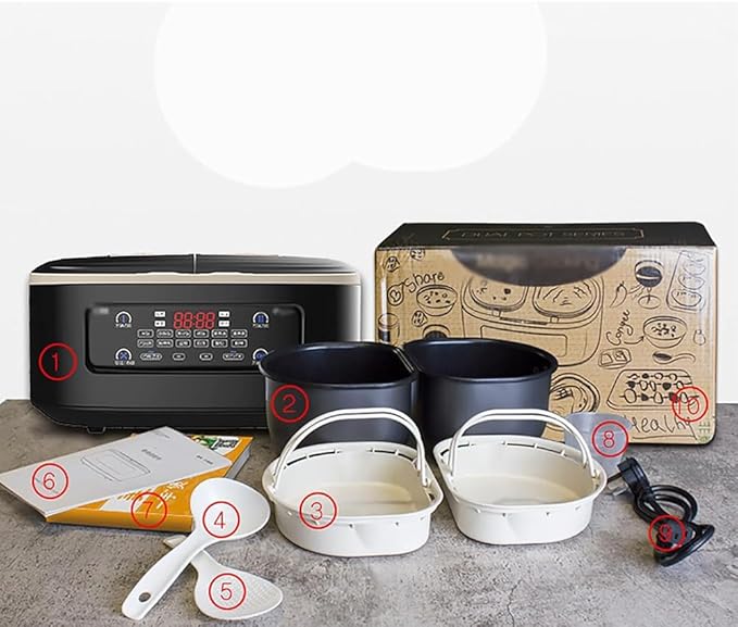 5-Liter Household Rice Cooker with Double Inner Pots And Multi-Functional Design 24-Hour Timer And Keep-Warm Function Suitable for 1-8 People