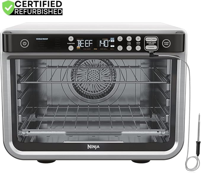 Ninja DT2550 Foodi 10-in-1 Smart XL Air Fry Oven (Renewed) Bundle with Deco Chef Pair of Red Heat Resistant Oven Mitt and Cuisinart Advantage 12-Piece Gray Knife Set with Blade Guards