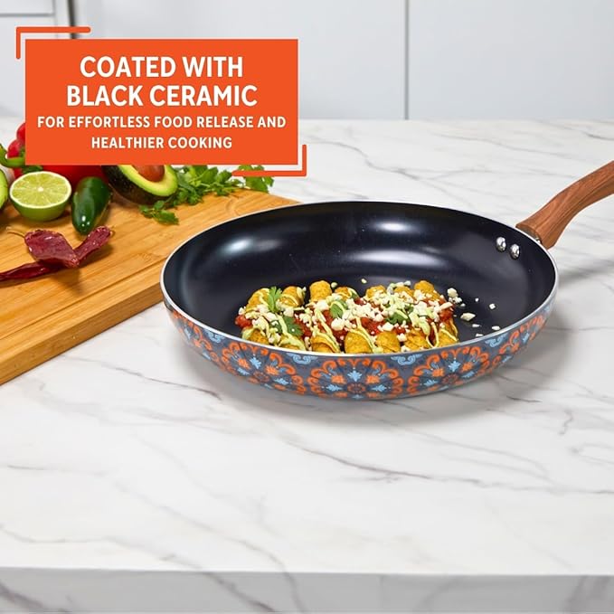 IMUSA 12in Talavera Nonstick Ceramic Frying Pan Skillet PFAS-Free