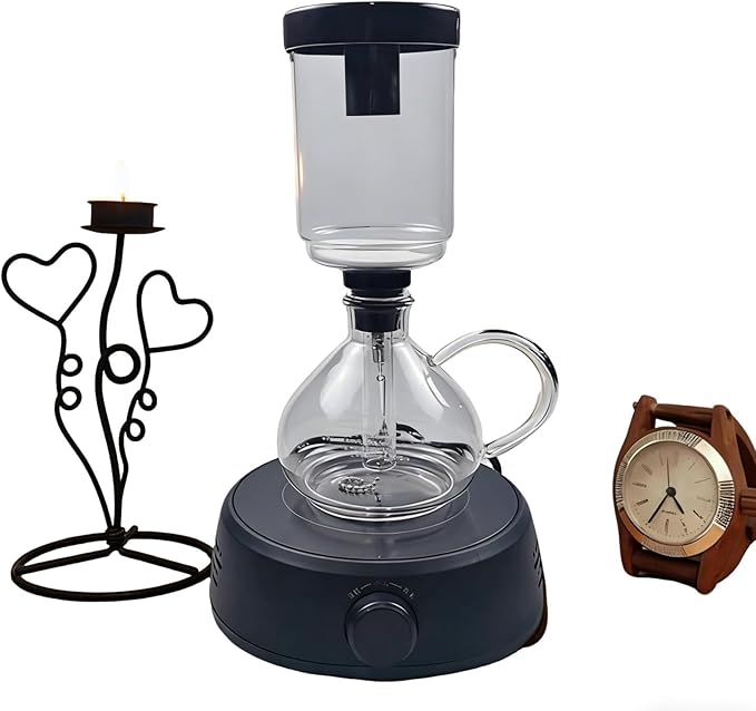 Electric Siphon Coffee Maker Syphon Coffee Maker Brewer Extraction Machine Electric Vacuum with Heating Furnace 350ml Capacity for Home Camping.