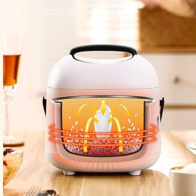 Mini Rice Cooker Home Dormitory Small Rice Cooker Non-Stick Inner Pot Make Rice &amp Steam Healthy Food &amp Vegetables(A) (B)