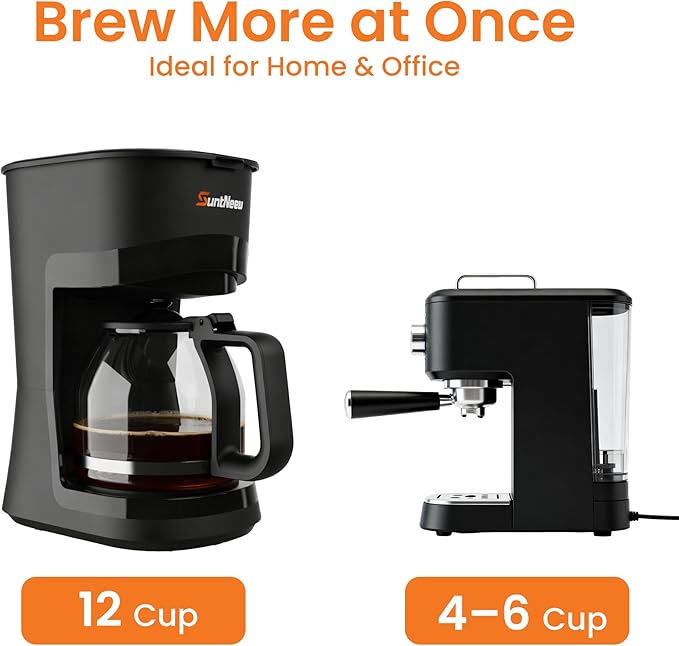 12-Cup Coffee Maker 1.5L Drip Coffee Machine with One-Touch Brewing Glass Carafe Anti-Drip System Reusable Filter Easy-to-Use Home &amp Office Coffee Brewer