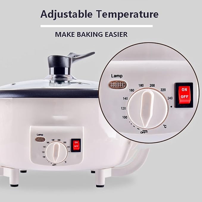 Electric Coffee Maker Coffee Bean Roaster 750 G Non-Stick Pan Temperature Control (0-240°C) Popcorn Maker Peanut Nut Maker Baking Quantity 300-350 G
