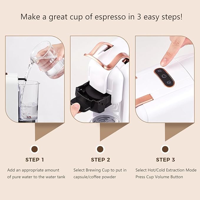 Coffee and Espresso Maker Compatible with Dolce Gusto Pods K-Cup Pod Coffee Mini Coffee Maker Portable Coffee Machine for Ground Coffee Use