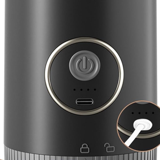 Compact and Versatile Portable Electric Coffee Maker with Coffee Grinder Dripper and Cup for Home Fishing and Outdoor Use Black