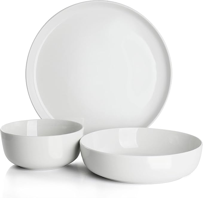 Gibson Home Avisala 12 Piece Fine Ceramic Dinnerware Set in White