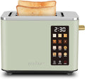 SEEDEEM Toaster 2 Slice Touch Control Screen Smart Stainless Toaster 6 Shade Setting 6 Bread Selection Countdown Removable Crumb Tray 900W Mint Green
