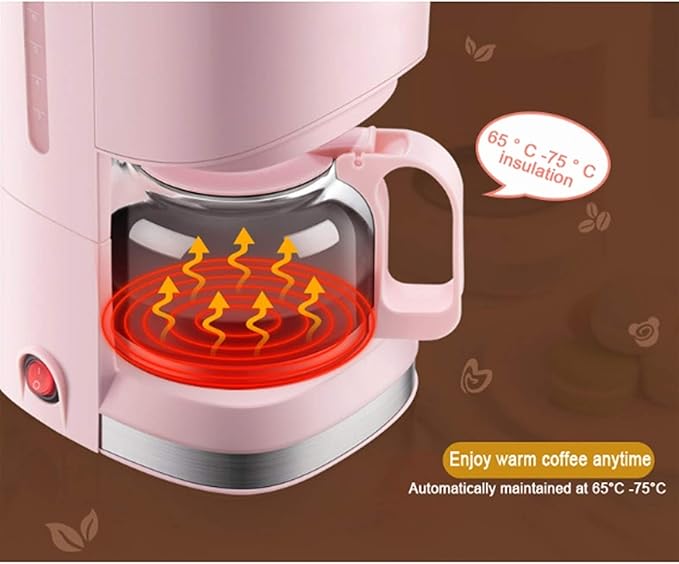 Electric Drip Coffee Maker - 550W Latte and Cappuccino Machine with Removable Filter and Hot Plate Black
