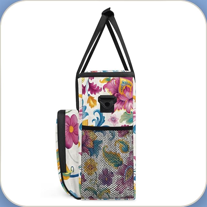 Resplendent Flowers Coffee Maker Carrying Bag Portable Travel Storage Tote Bag Compatible with K-Mini or K-Mini Plus Single Serve Coffee Brewer Carrying Case with Multiple Pockets &amp Shoulder Str