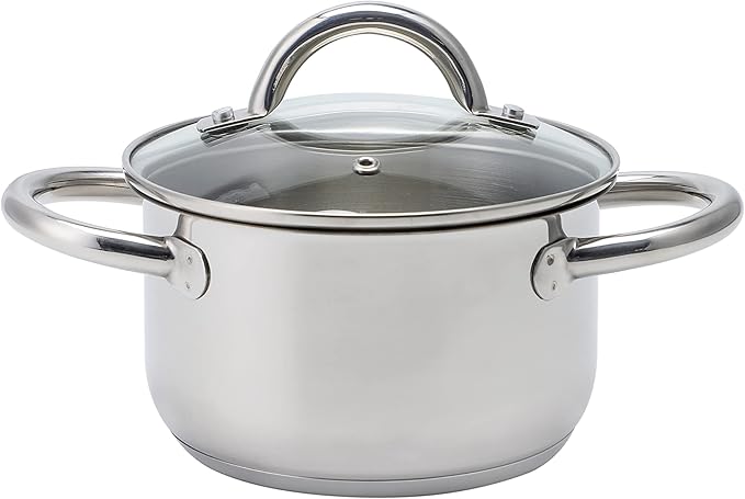 EW-TS-8010 Induction Cookware Set Made of High-Quality Stainless Steel 8-Piece Cookware Pots with Glass Lid 3 x Saucepans Saucepan Frying Pan for All Types of Cookers Silver Edition