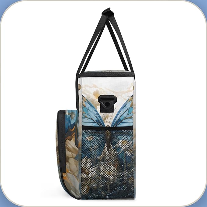 Retro Butterfly Coffee Maker Carrying Bag Abstract Butterfly Travel Storage Bag Compatible with K-Mini or K-Mini Plus Single Serve Coffee Brewer Carrying Case with Multiple Pockets &amp Shoulder St