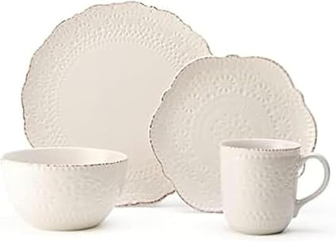 Pfaltzgraff Chateau Cream 16-Piece Stoneware Dinnerware Set Service for 4 Off White