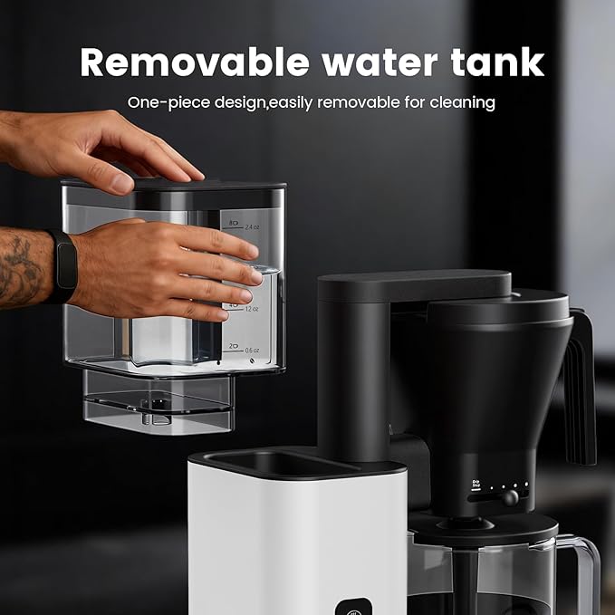 Kismile 8-Cup Drip Coffee MakerRapid Heating System for Seconds BrewingAutomatic Pour Over Coffee MachineDetachable Water TankDeep Cold Brew &amp Keep Warm 40 Min Easy to Clean (White)