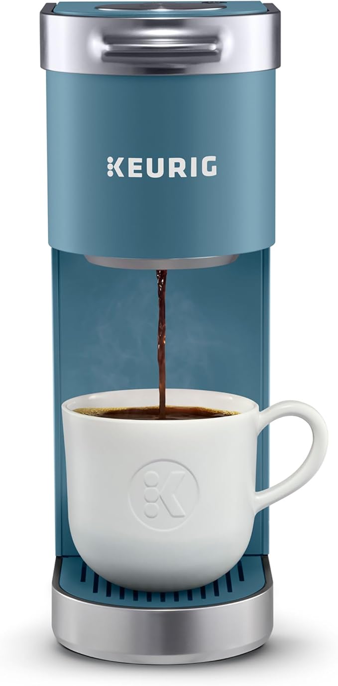 Keurig K-Mini Plus Single Serve K-Cup Pod Coffee Maker with 6 to 12oz Brew Size Stores up to 9 K-Cup Pods Travel Mug Friendly Evening Teal