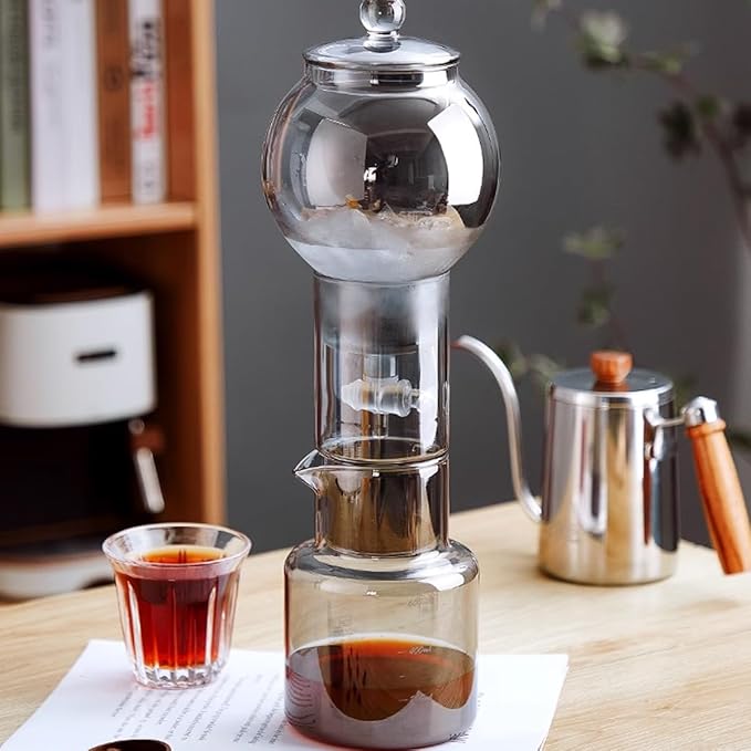 Cold Brew Drip TowerIce Drip Coffee MakerCold Brew Drip Tower Coffee Maker600 ml/20 oz Cold Brew Tower Slow Drip Cold Brew Machine (Transparent Gray)