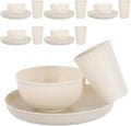Alipis 18pcs Dinnerware Sets: Unbreakable Plates Bowls Cups Set for 6 - Reusable Tableware for Outdoor Holiday Camping Picnics