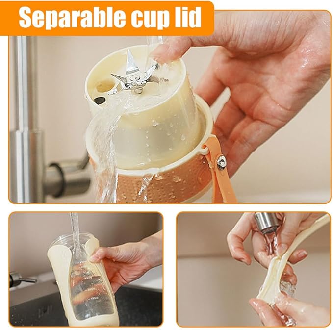 Portable Blender Cup450ml Fruit Vegetable Blender Cup with 6 Blades &amp Automatic Power Off for Kitchen Travel Office Sport Gym Camping