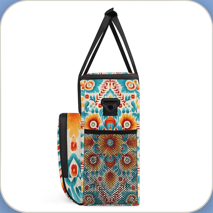 Retro Flower Coffee Maker Carrying Bag Botanic Floral Travel Storage Bag Compatible with K-Mini or K-Mini Plus Single Serve Coffee Brewer Carrying Case with Multiple Pockets &amp Shoulder Strap