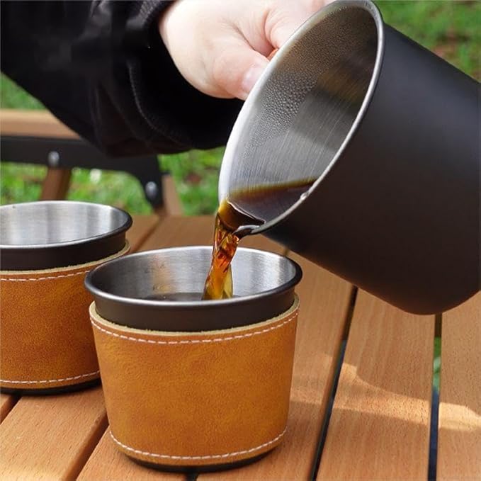 Outdoor Pour Over Coffee Maker Set Portable Brewing Coffee Set Black Metal Box for Traveling CampingHiking