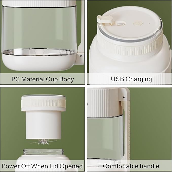 Portable Juicer Blender Electric 700ml Mini Juicer with 80W Power &amp 26 Blades 2 Lids Rechargeable Cup for Smoothies Ideal for Home Office Travel