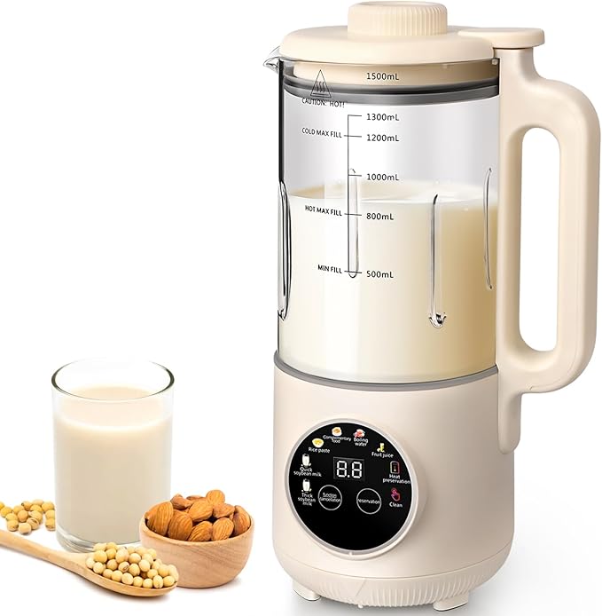50oz Nut Milk Maker 10-in-1 Automatic Nut Milk Machine with 20 Blades Almond Milk Maker for Plant Based Milks Homemade Oat Soy Milk Machine with Delay Start Keep Warm Auto Clean