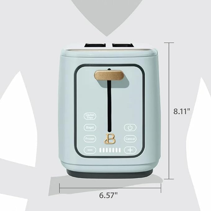 2 Slice Digital Toaster with Touch Control Panel Adjustable Toast Shade Settings Wide Bread Openings Bagel &amp Frozen Modes Removable Crumb Tray (Hydrangea Blue)