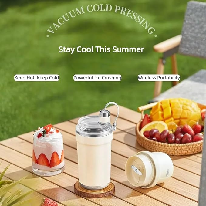 Velytycheon Shaved Ice Juice Cup Portable BlenderMultifunctional Cordless JuicerRechargeable Mini Travel CupPersonal Smoothie Blenders with Leakproof-Lid for Office Gym Camping Travel (600ML)