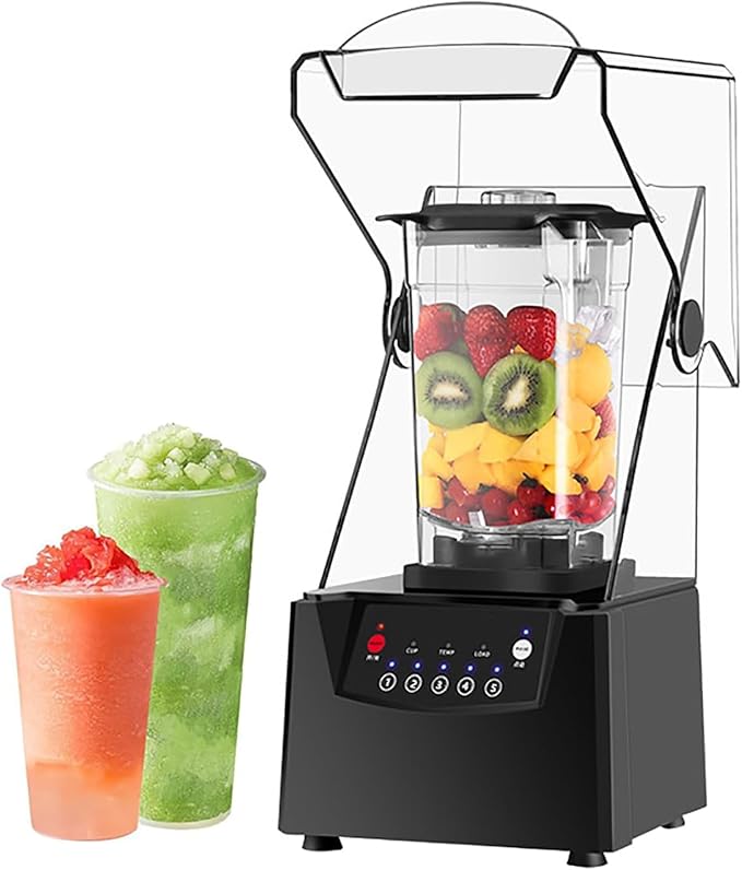Commercial Blender Smoothie Maker 2L Electric Stand Mixer 17000rpm Blade Ice Crusher with Sound Enclosure 5 Presets Silent Broken Wall Cooking MachineFor Smoothie Fruits