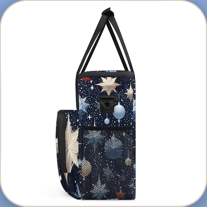 Snowflake Coffee Maker Carrying Bag Christmas Bell Travel Storage Bag Compatible with K-Mini or K-Mini Plus Single Serve Coffee Brewer Carrying Case with Multiple Pockets &amp Shoulder Strap