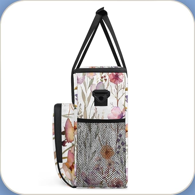 Vibrant Flower Coffee Maker Carrying Bag Portable Travel Storage Tote Bag Compatible with K-Mini or K-Mini Plus Single Serve Coffee Brewer Carrying Case with Multiple Pockets &amp Shoulder Strap