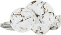 Marble Dining Set Fine China Tableware w/ 24K Gold Plate Accent - Service for 4