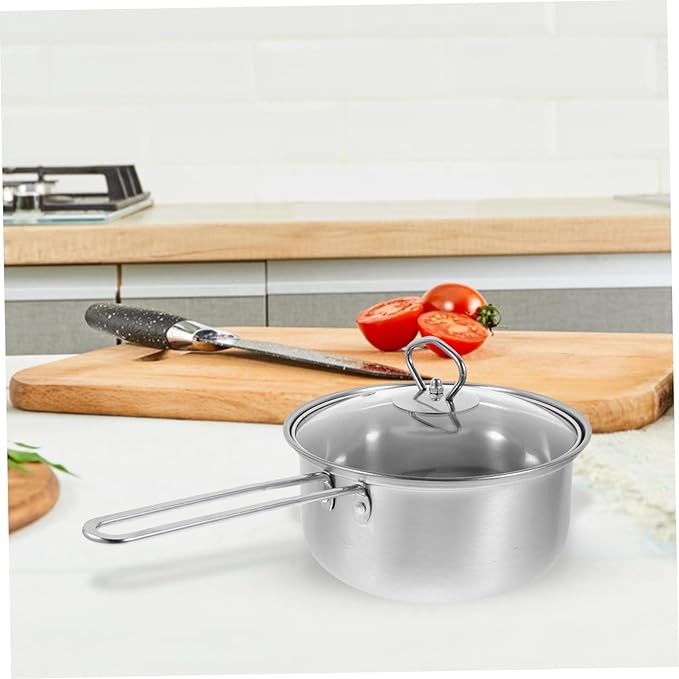 Zerodeko Multi Functional Stainless Steel Cookware Set with Comfortable Handles Includes Milk Pot Fry Pan and Soup Pot for Healthy Cooking and Easy Cleaning