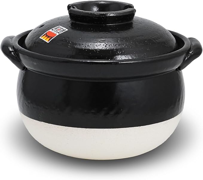 Banko-Yaki Fluffy Rice Pot Earthenware Rice Cooker with inner lid Measuring Cup and Paddle Traditional Japanese Donabe for Evenly Cooked Rice Mixed Rice and Porridge (3-Gou/Serves 3 to 5 people)