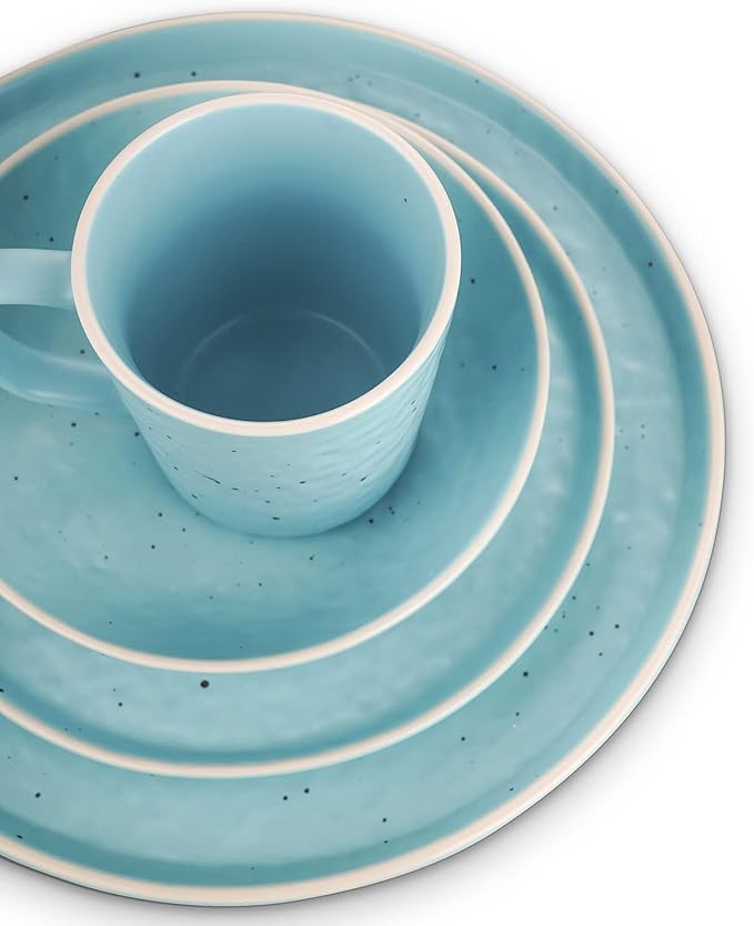 Stone Lain Elena Stoneware 16-Piece Round Dinnerware Set Blue 16 Piece - Service For 4