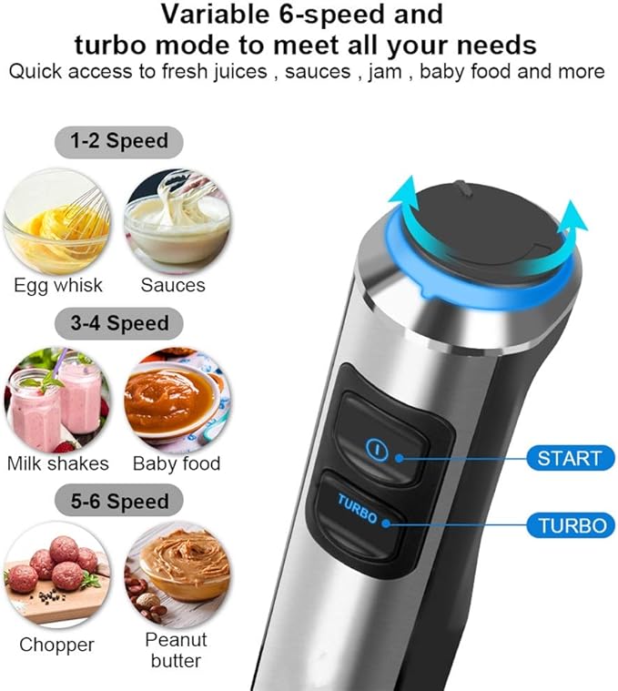 4 in 1 1500W Electric Stick Hand Blender Mixer Hand Immersion Egg Whisk Mixer Juicer Meat Grinder Food Processor